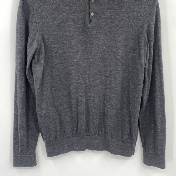 Hickey Freeman Polo Collar Sweater Men's Size Medium Gray Wool Long Sleeve Soft - Picture 5 of 12